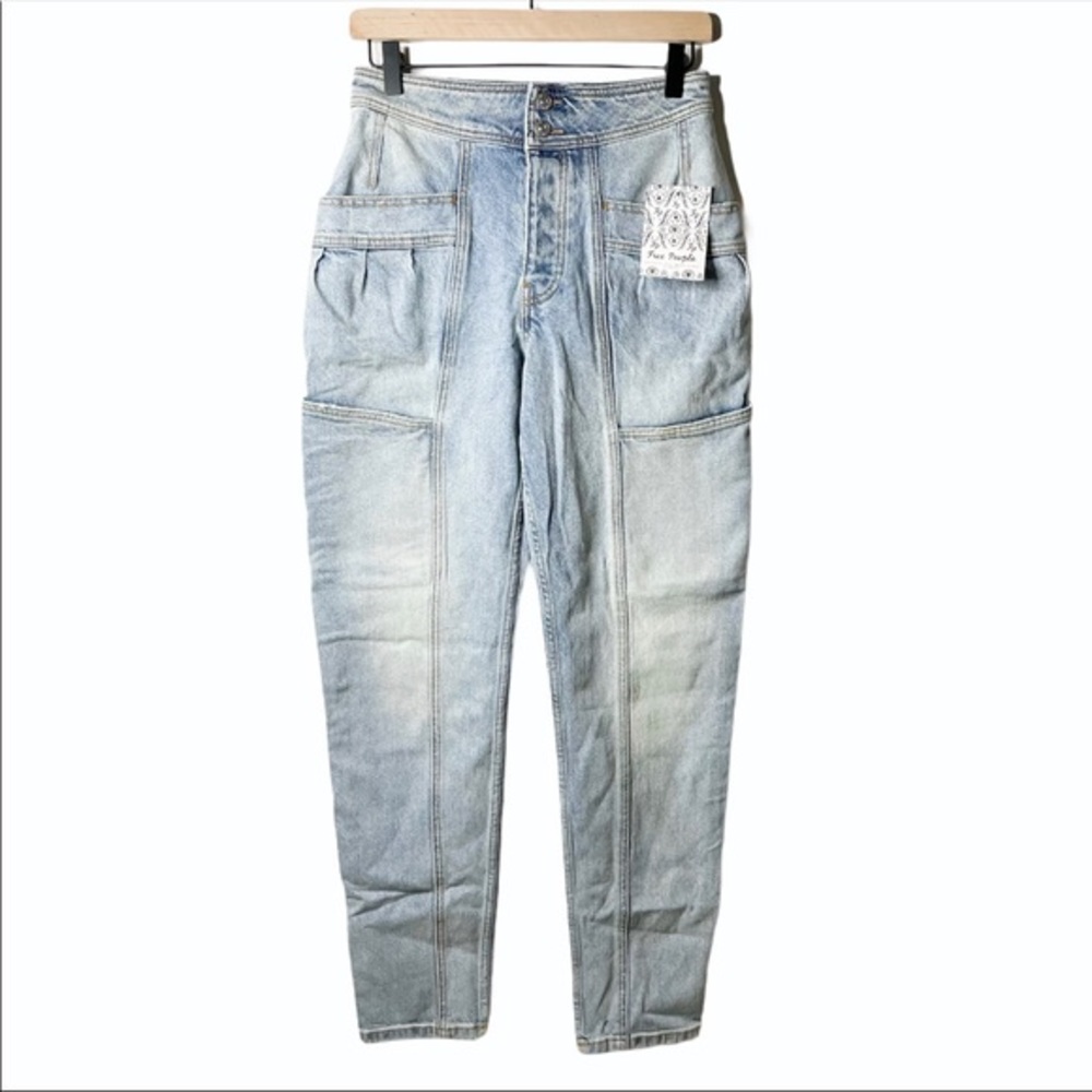NWT Free People Light Wash Cargo Jeans